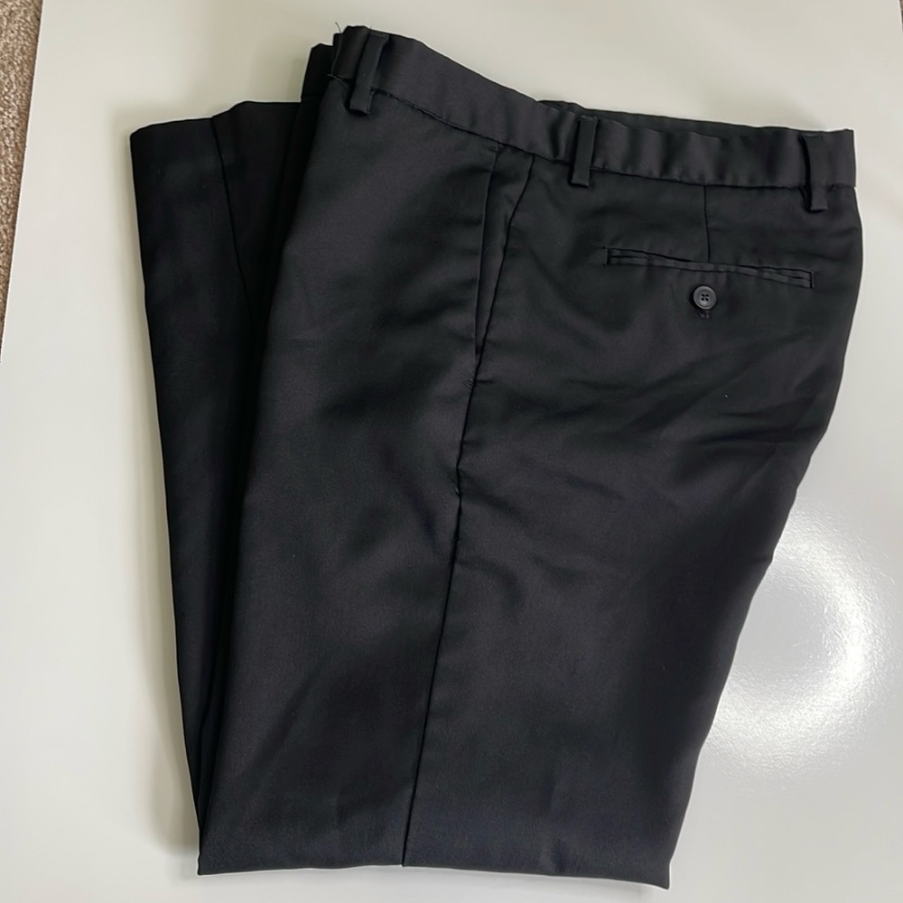 Perry Ellis Portfolio modern fit dress pants, glossy black, men’s 34W 30L